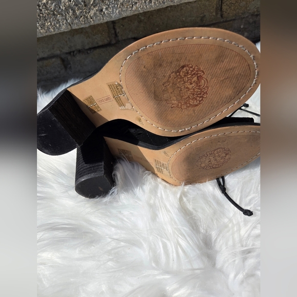 Vince Camuto Suede Lace Sandals Size US 7 Women Black With Back Zipper - Picture 9 of 12